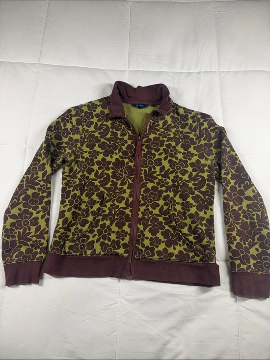 Boden Jackets & Blazers - Boden Olive & Brown Floral Full Zip Sweatshirt Jacket.  M